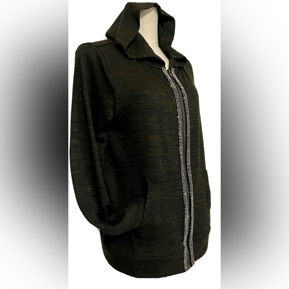 Juicy Couture Cardigan Jacket Hoodie Rhinestone Detail Dark Heather Like New